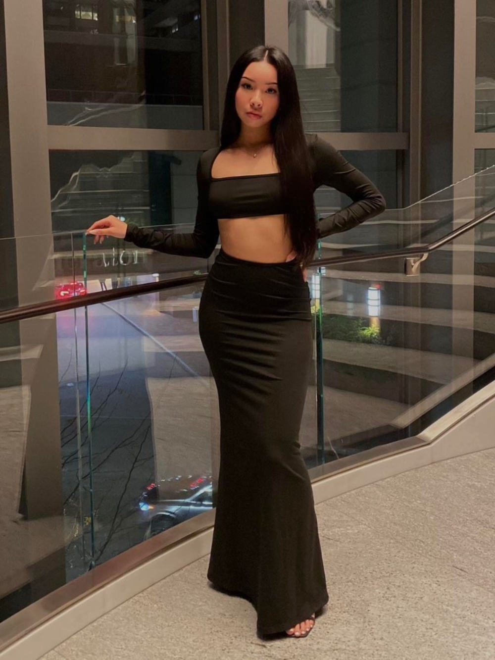 womens Black maxi bodycon dress